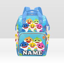 Custom NAME Baby Shark Diaper Bag Backpack