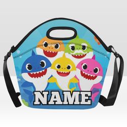 Custom NAME Baby Shark Neoprene Lunch Bag, Lunch Box