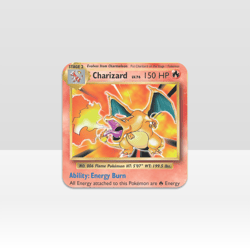 Charizard Card Cup Coaster, Square Drink Coaster, Round Coffee Coaster