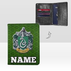 Slytherin Passport Cover Custom NAME, Passport Holder High-Grade Microfiber Leather