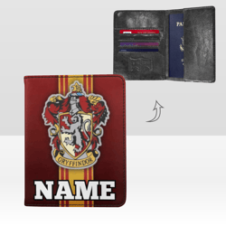 Gryffindor Passport Cover Custom NAME, Passport Holder High-Grade Microfiber Leather