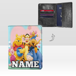 Winnie the Pooh Passport Cover Custom NAME, Passport Holder High-Grade Microfiber Leather
