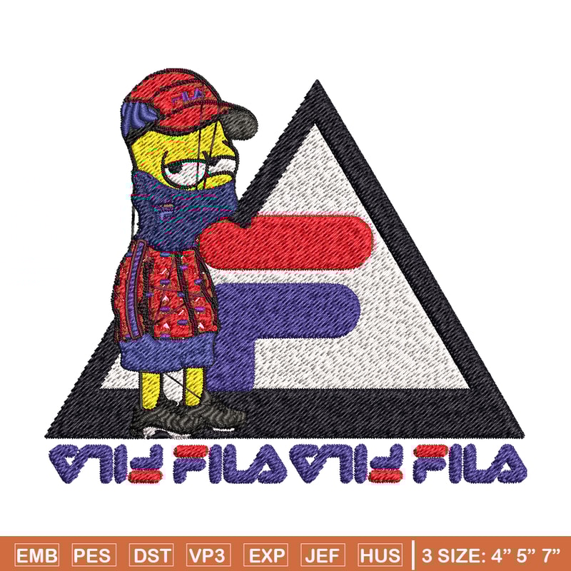 Bart Simpson Fila Embroidery design, Simpson Fila Embroidery, logo design, Embroidery File, Fila logo, Instant download..jpg