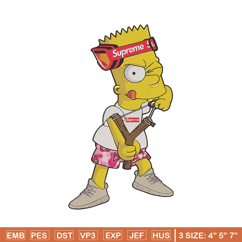 Bart x supreme Embroidery Design, Supreme Embroidery, Embroidery File, Anime Embroidery, Simpson shirt, Digital download.jpg