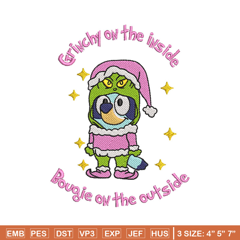 Bluey grinchy embroidery design, Bluey embroidery, Chrismas design, Embroidery file, Embroidery shirt,Digital download.jpg