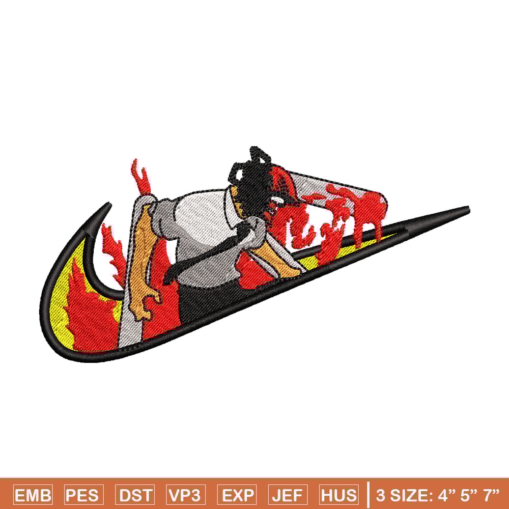 Chainsaw man Nike embroidery design, Chainsaw man embroidery, Nike design, anime design, anime shirt, Digital download.jpg