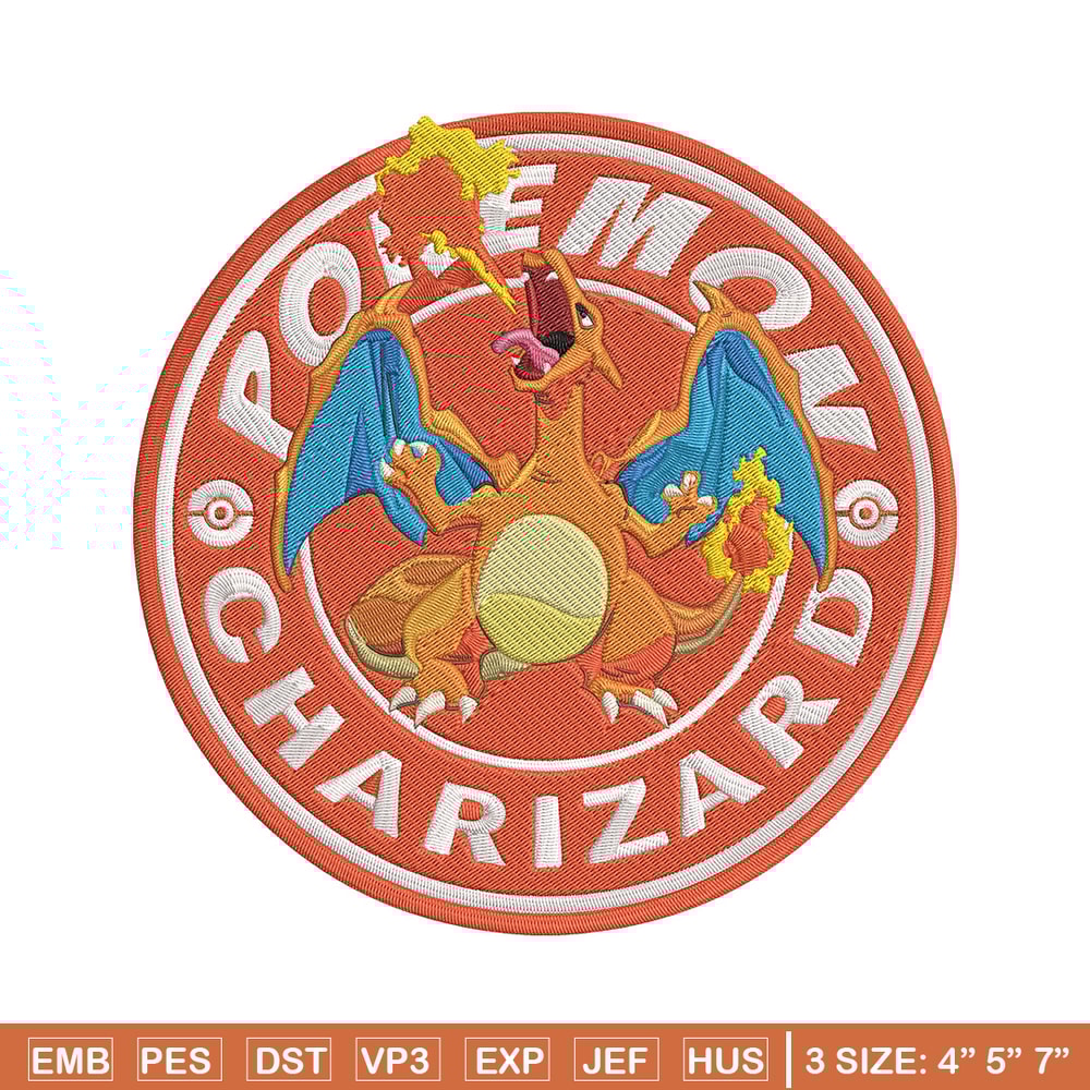 Charizard Embroidery Design, Pokemon Embroidery, Embroidery File, Anime Embroidery, Anime shirt, Digital download..jpg