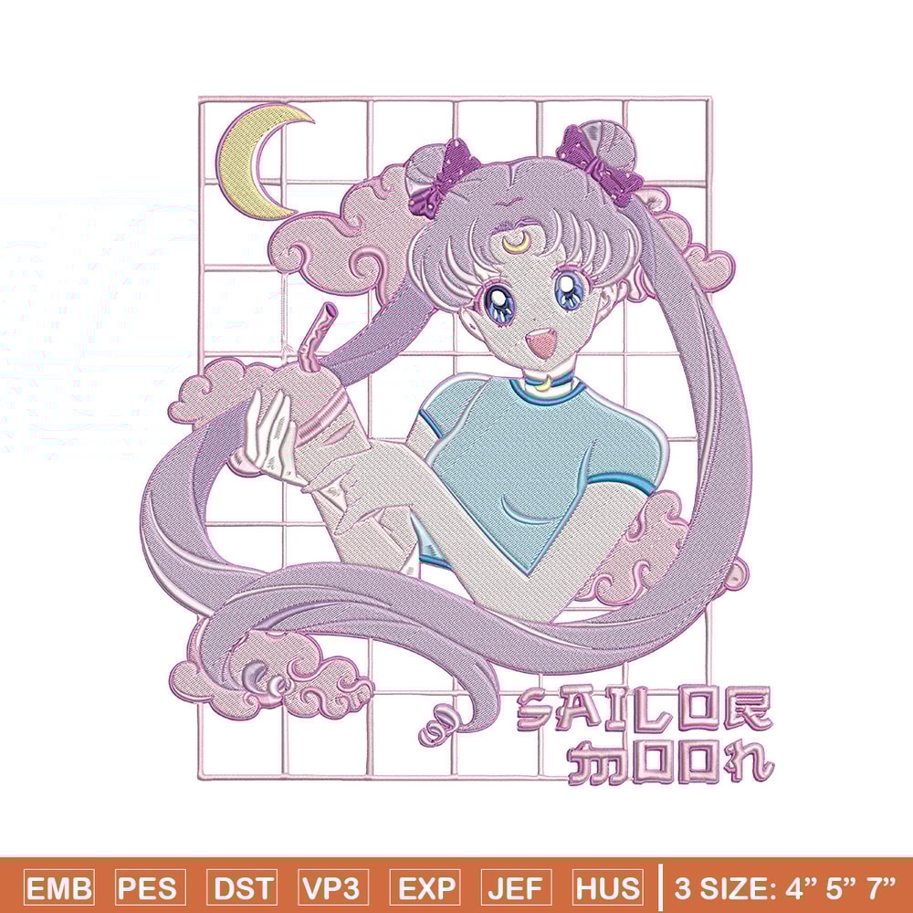 Chibi moon Embroidery Design, Sailor moon Embroidery, Embroidery File, Anime Embroidery, Anime shirt, Digital download.jpg