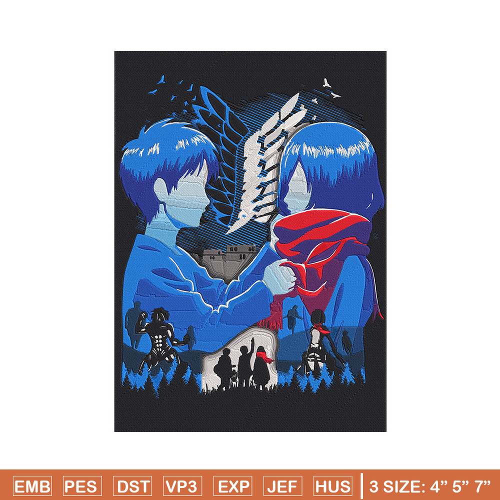 Eren x mikasa Embroidery Design, Aot Embroidery,Embroidery File, Anime Embroidery, Anime shirt, Digital download.jpg