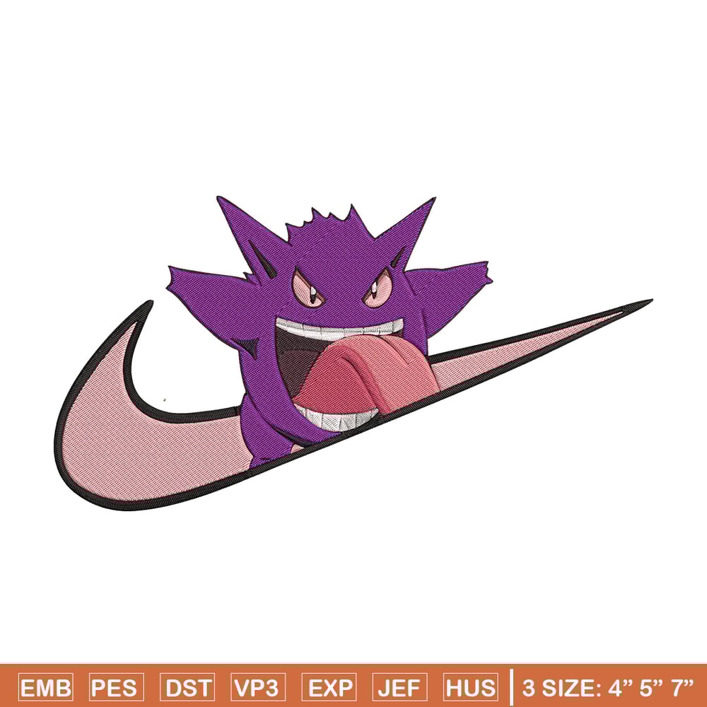 Gengar x nike Embroidery Design, Pokemon Embroidery, Embroidery File, Nike Embroidery, Anime shirt, Digital download.jpg