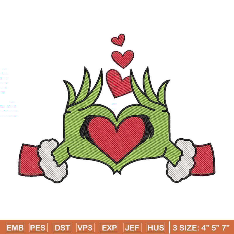 Grinch love embroidery design, Grinch embroidery, Chrismas design, Embroidery shirt, Embroidery file, Digital download.jpg