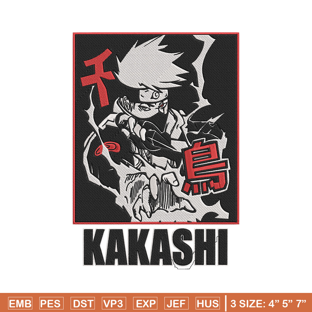 Hatake Kakashi Embroidery Design, Naruto Embroidery, Embroidery File, Anime Embroidery, Anime shirt, Digital download.jpg
