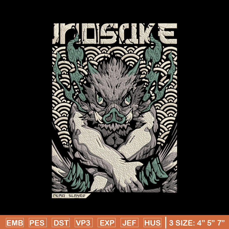 Inosuka poster Embroidery Design, Demon slayer Embroidery,Embroidery File,Anime Embroidery,Anime shirt,Digital download.jpg