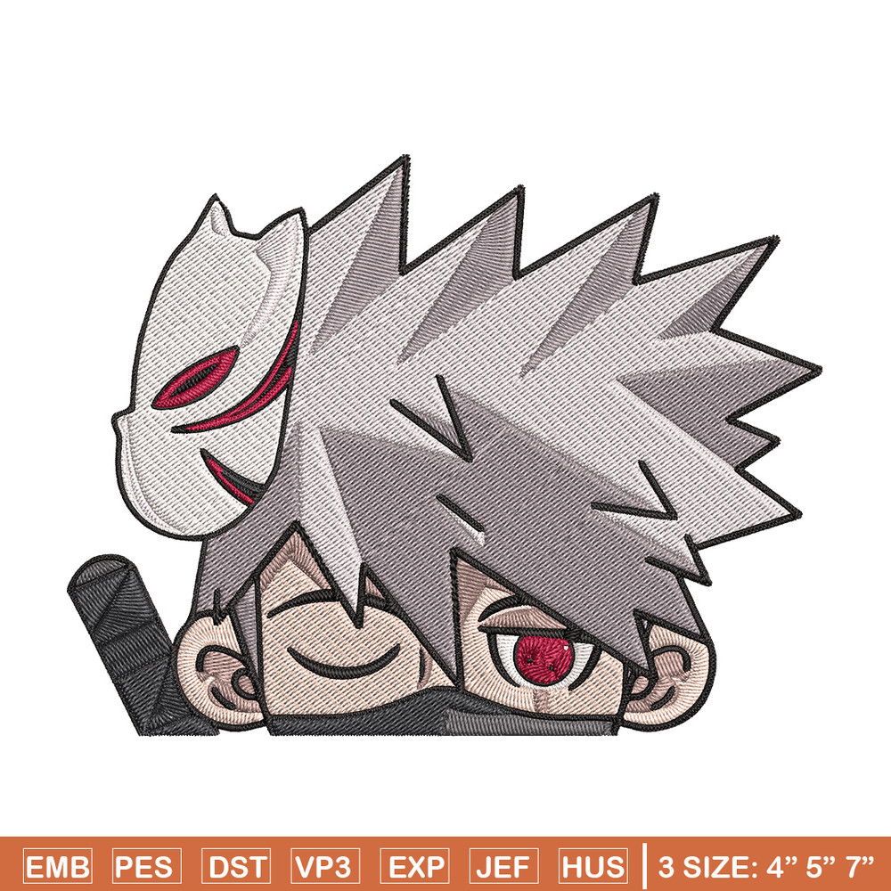 Kakashi Peeker Embroidery Design, Naruto Embroidery, Embroidery File, Anime Embroidery, Anime shirt, Digital download..jpg