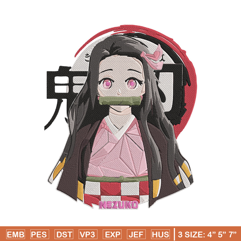 Kamado nezuko Embroidery Design, Demon slayer Embroidery, Embroidery File, Anime Embroidery, Digital download.jpg