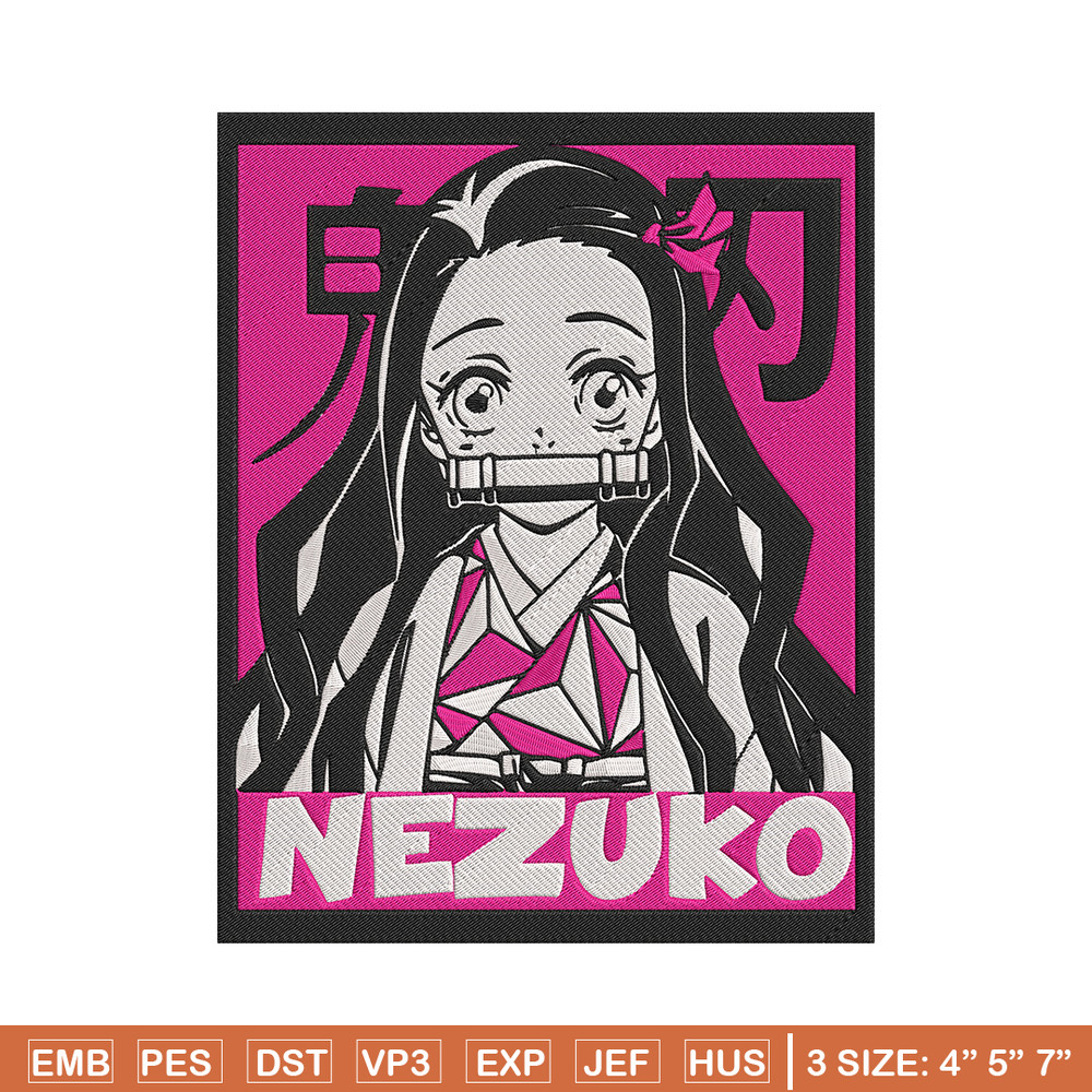 Kamado nezuko poster Embroidery Design, Demon slayer Embroidery, Embroidery File, Anime Embroidery, Digital download..jpg