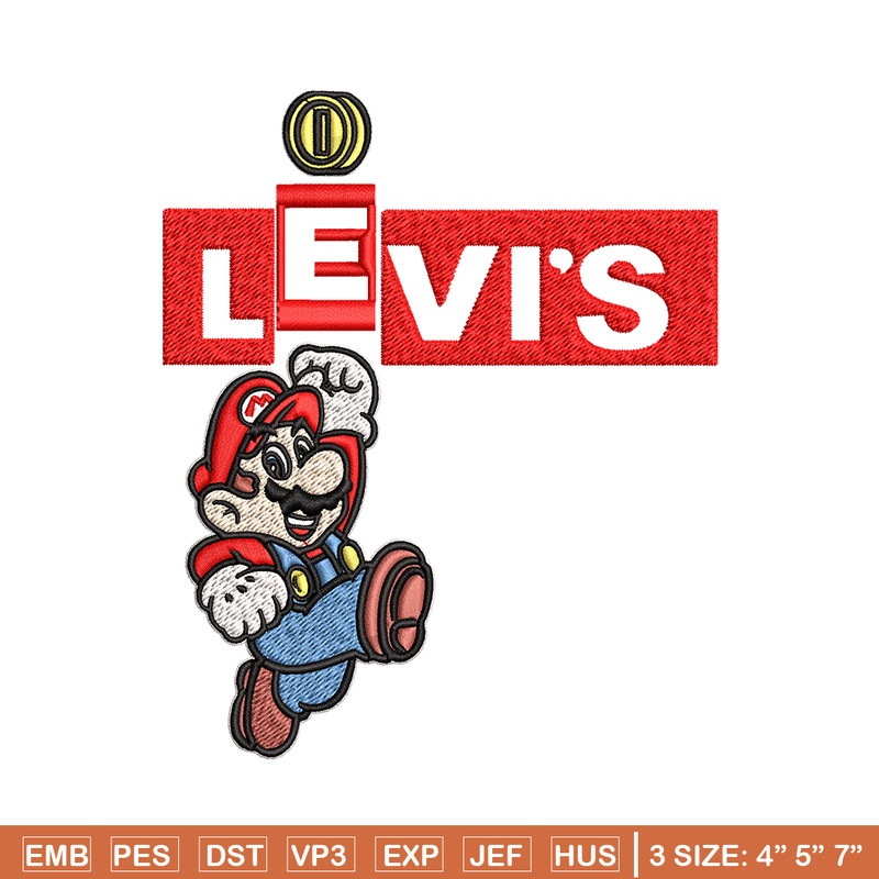 Levi's Mario Embroidery design, Levi's Mario Embroidery, cartoon design, Embroidery File, Levi's logo, Instant download.jpg