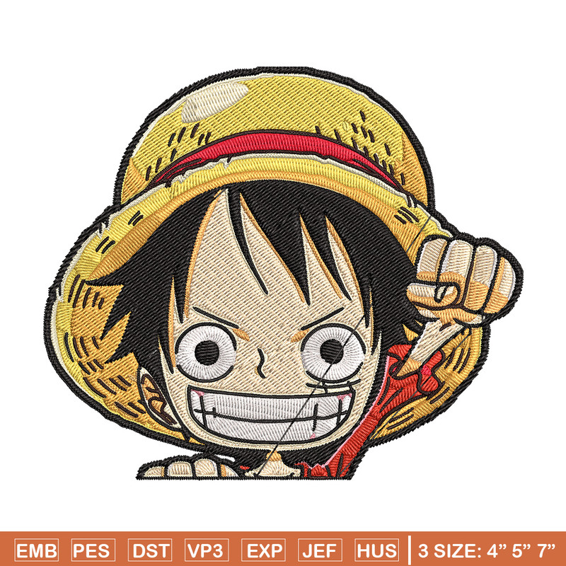 Luffy Chibi Embroidery Design, One piece Embroidery, Embroidery File, Anime Embroidery, Anime shirt, Digital download.jpg