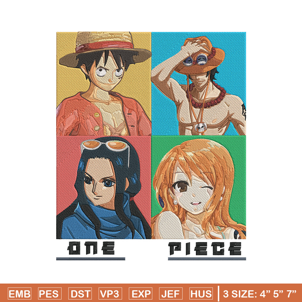 Luffy friends Embroidery Design, One piece Embroidery, Embroidery File, Anime Embroidery, Anime shirt, Digital download..jpg