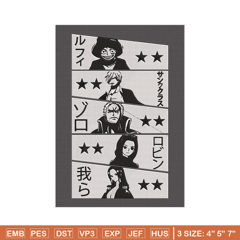 Luffy friends Embroidery Design, One piece Embroidery, Embroidery File, Anime Embroidery, Anime shirt, Digital download.jpg