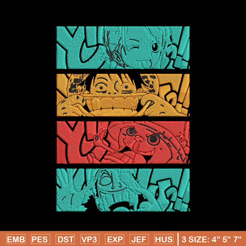 Luffy friends Embroidery Design,One piece Embroidery, Embroidery File, Anime Embroidery, Anime shirt, Digital download.jpg