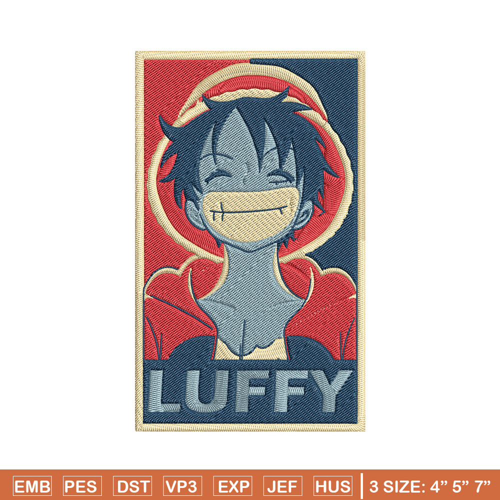 Luffy poster Embroidery Design, One piece Embroidery, Embroidery File, Anime Embroidery, Anime shirt, Digital download..jpg