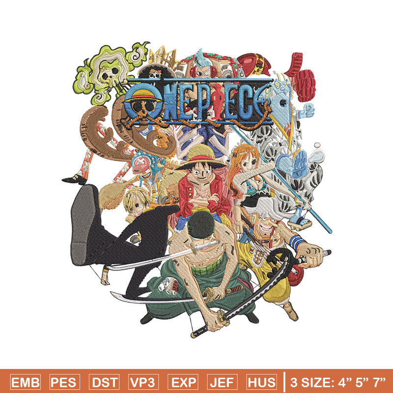 Luffy team Embroidery Design, One piece Embroidery, Embroidery File, Anime Embroidery, Anime shirt, Digital download.jpg