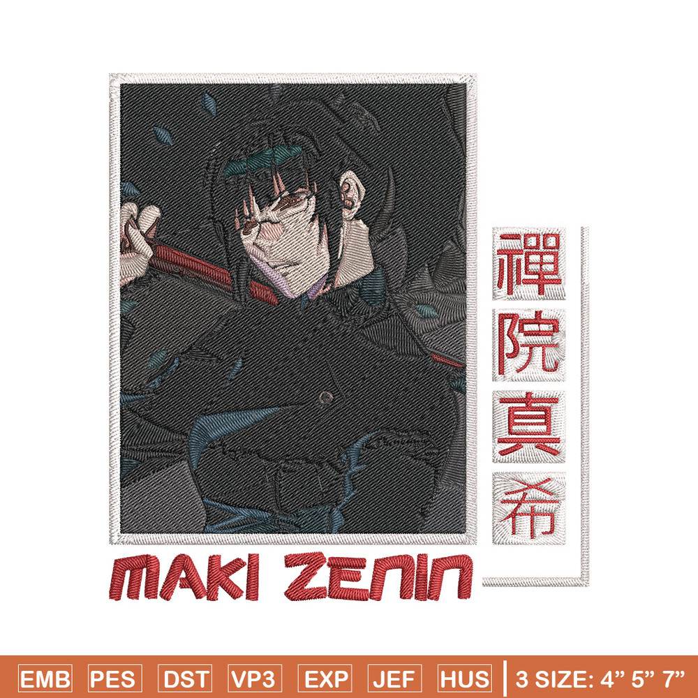 Maki poster Embroidery Design, Jujutsu Embroidery, Embroidery File, Anime Embroidery, Anime shirt,Digital download.jpg