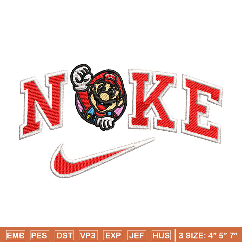 Mario swoosh embroidery design, Mario embroidery, Embroidery file, Embroidery shirt, Nike design,Digital download.jpg