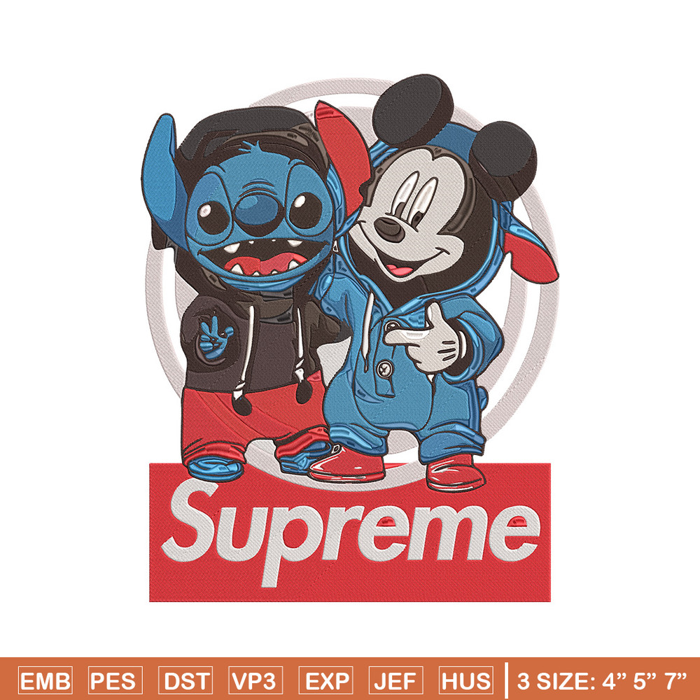 Mickey x stitch Embroidery Design, Supreme Embroidery, Embroidery File, Anime Embroidery, Anime shirt, Digital download.jpg