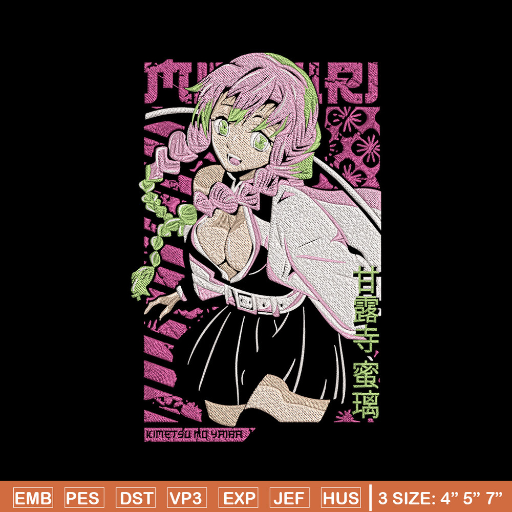 Mitsuri Kanroji Embroidery Design, Demon slayer Embroidery,Embroidery File,Anime Embroidery,Anime shirt,Digital download.jpg