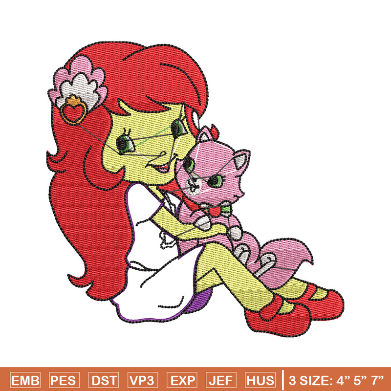 Morangunho gato aplique embroidery design, cartoon embroidery, Embroidery file, Nike design, Instant download.jpg