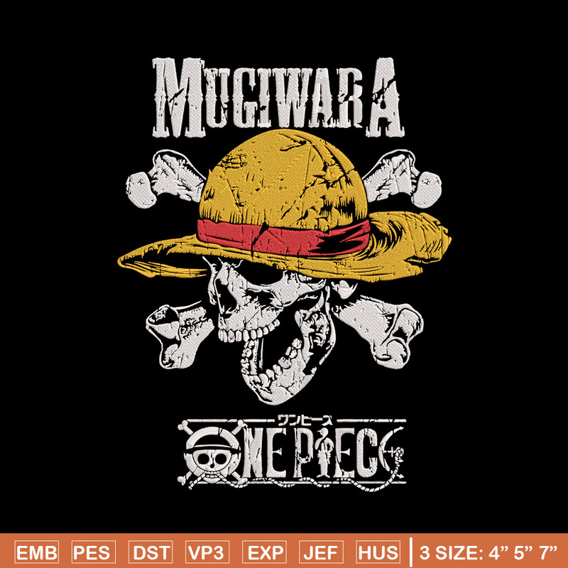 Mugiwara Embroidery Design,One piece Embroidery, Embroidery File, Anime Embroidery, Anime shirt, Digital download.jpg