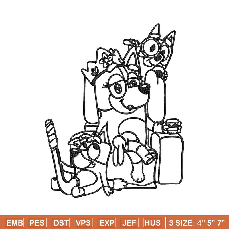 Mum bluey bingo Coloring Pages Embroidery, Bluey Embroidery, Embroidery File, cartoon design, Digital download..jpg