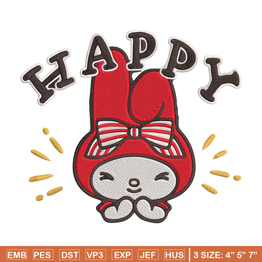 My Melody happy Embroidery Design, Hello kitty Embroidery, Embroidery File, Anime Embroidery, Digital download.jpg