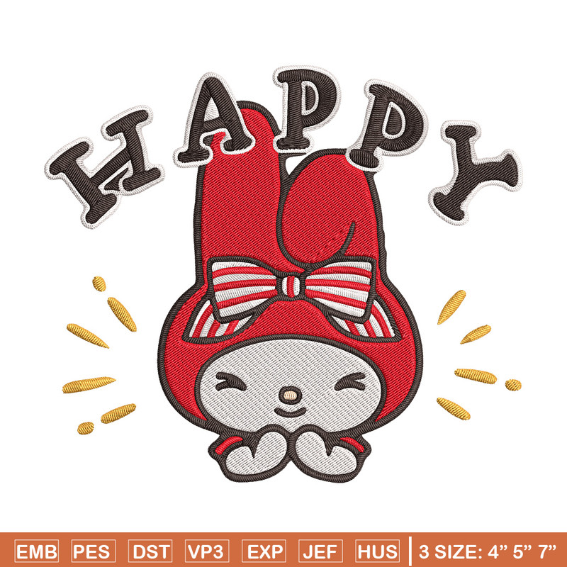 My Melody happy Embroidery Design, Hello kitty Embroidery, Embroidery File, Anime Embroidery, Digital download.jpg