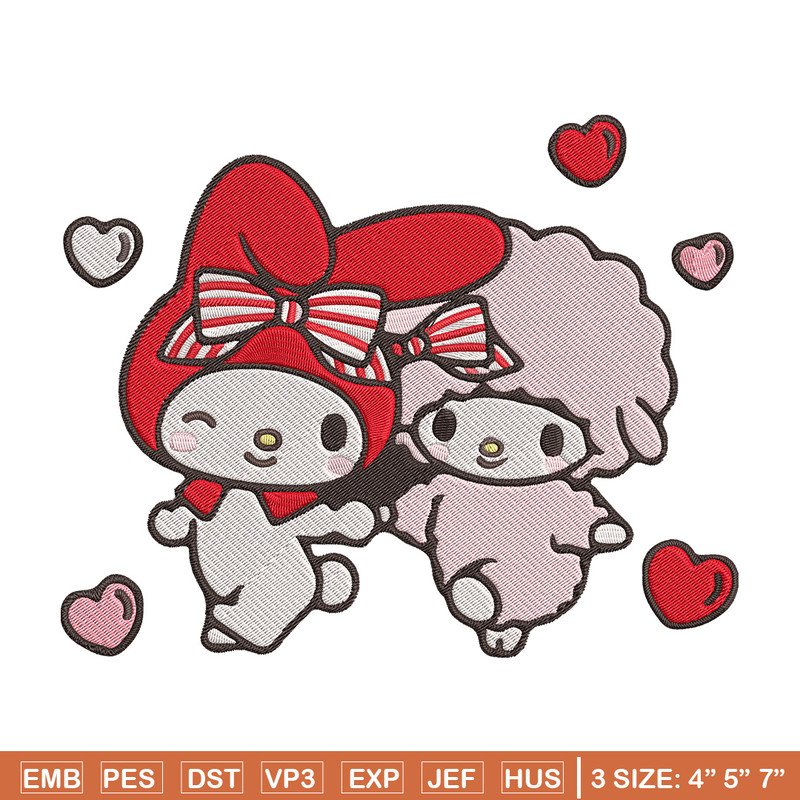 My Melody love Embroidery Design, Hello kitty Embroidery, Embroidery File, Anime Embroidery,Anime shirt,Digital download.jpg