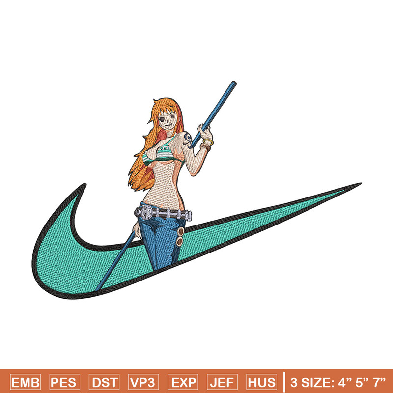 Nami x nike Embroidery Design, One piece Embroidery, Embroidery File, Nike Embroidery, Anime shirt, Digital download.jpg
