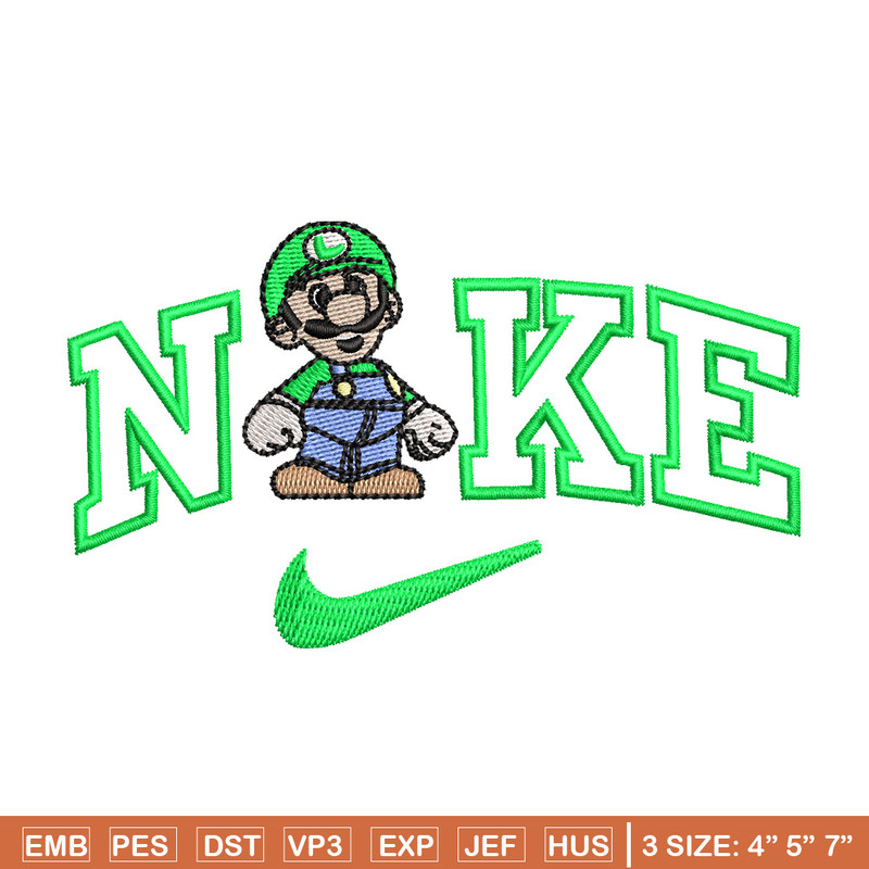Nike mario green embroidery design, Mario embroidery, Nike design, Embroidery shirt, Embroidery file, Digital download.jpg