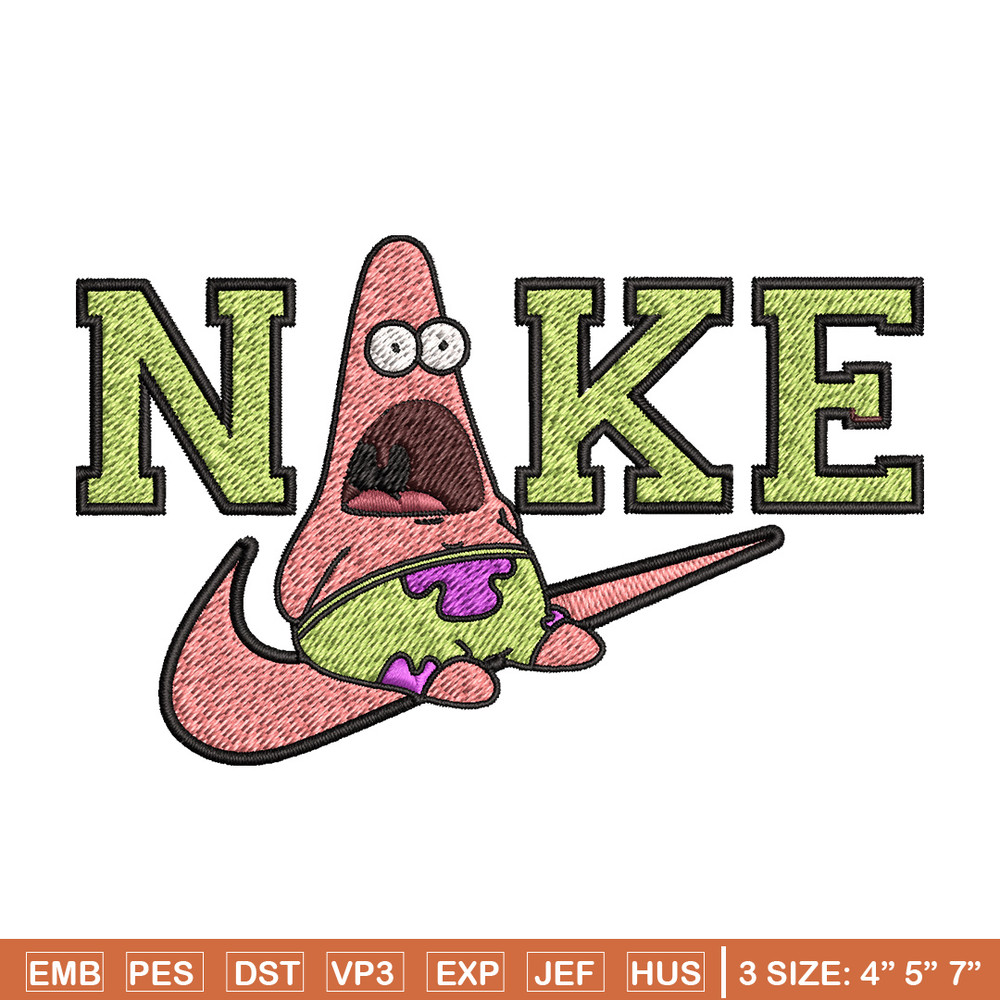 Nike patrick cute Embroidery Design, Spongebob Embroidery, Nike Embroidery, Embroidery File, Logo shirt,Digital download.jpg