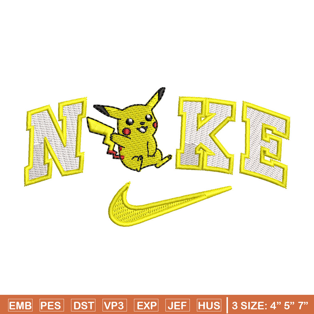 Nike pikachu embroidery design, Pokemon embroidery, Nike design, Embroidery shirt, Embroidery file, Digital download.jpg