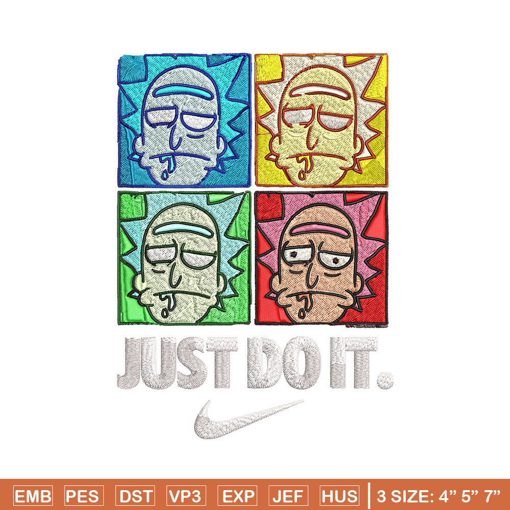 Rick and Morty x Just Rick It Embroidery design, Cartoon Embroidery, Nike design, Embroidery file, Instant download.jpg