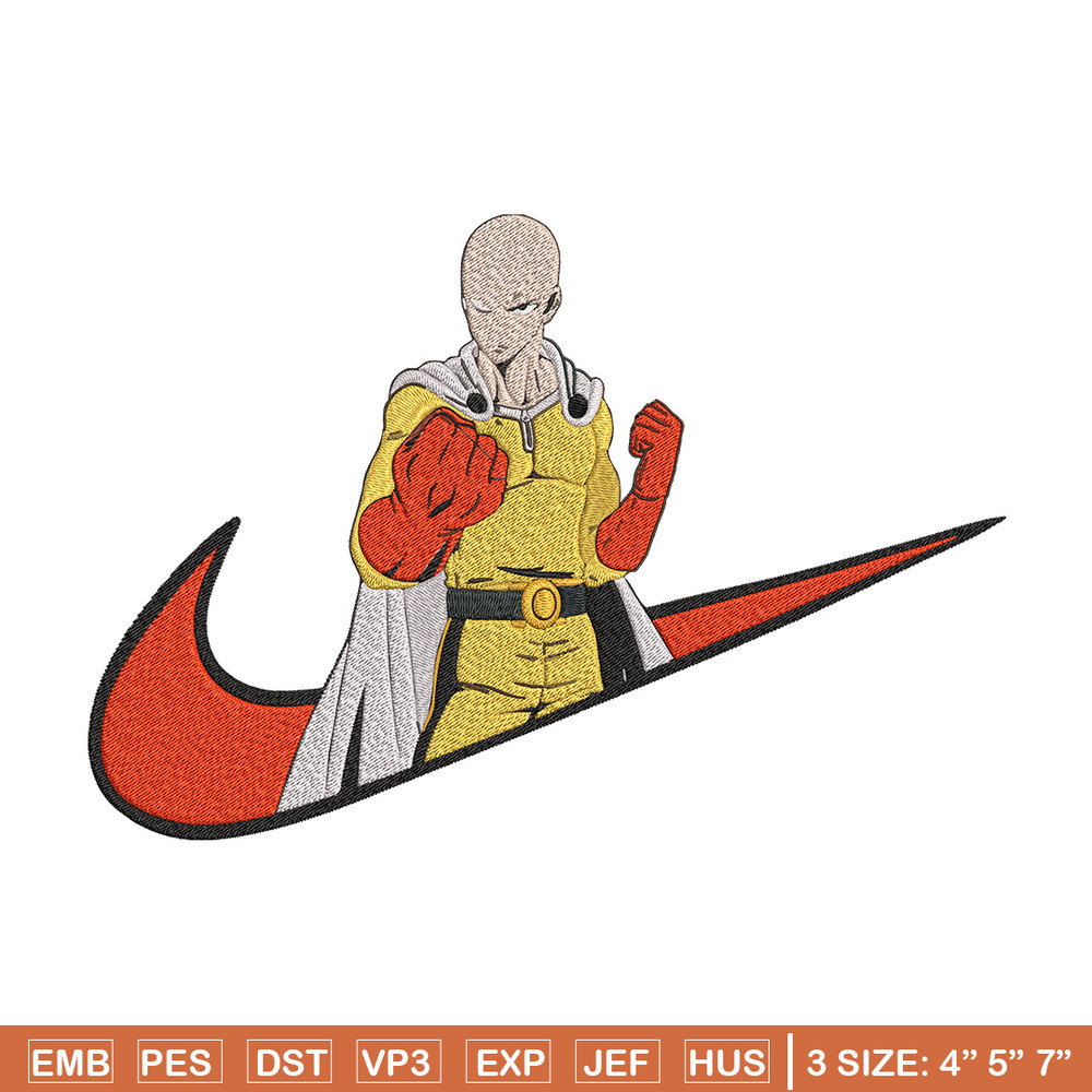 Saitama nike Embroidery Design, One punch man Embroidery, Embroidery File, Nike Embroidery, Anime shirt,Digital download.jpg