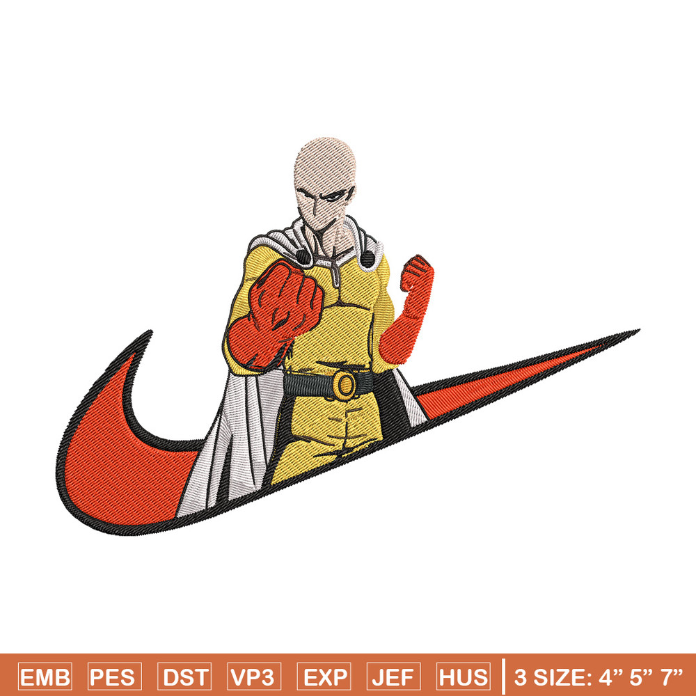 Saitama nike Embroidery Design, One punch man Embroidery, Embroidery File, Nike Embroidery,Anime shirt,Digital download.jpg