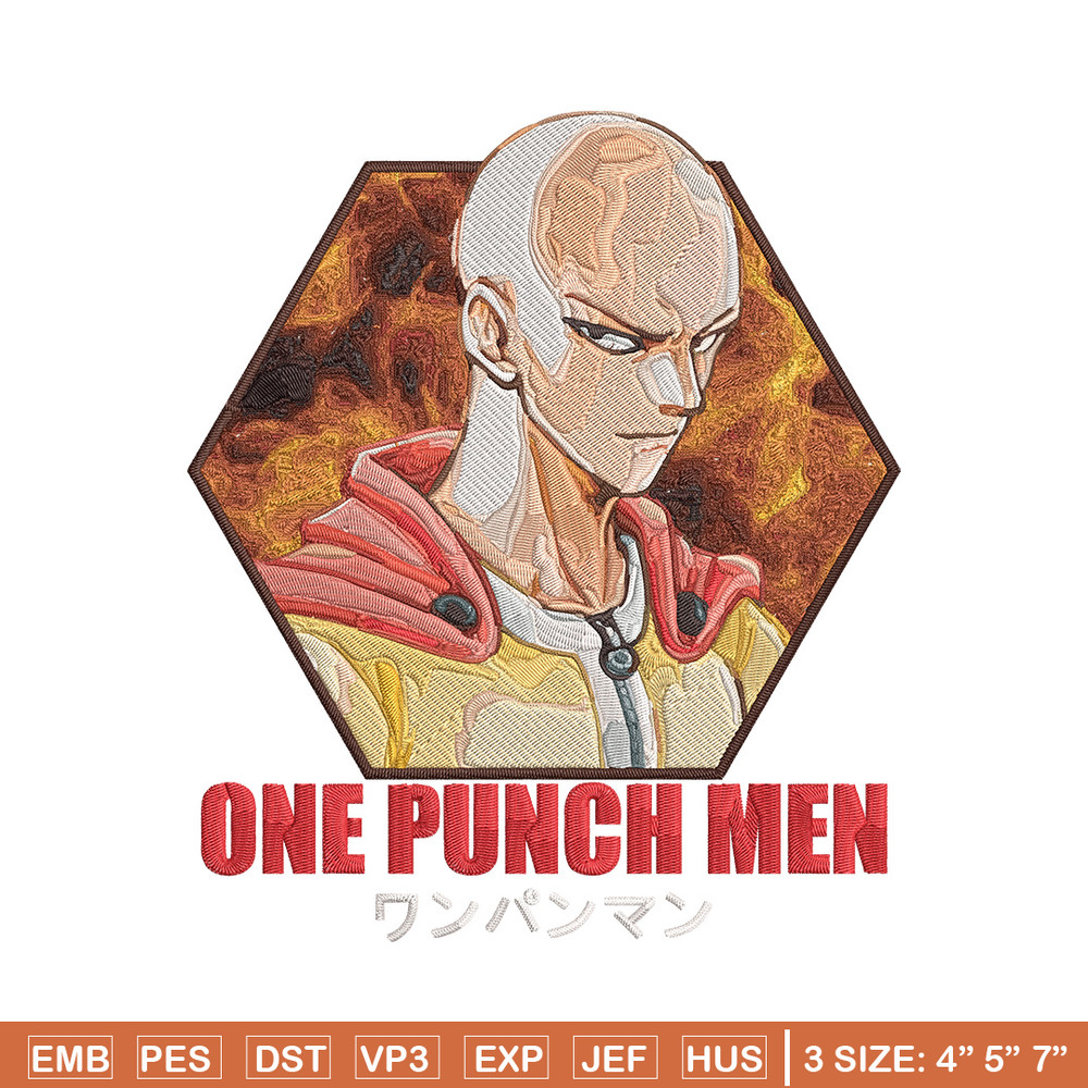 Saitama poster Embroidery Design, One punch man Embroidery, Embroidery File, Anime Embroidery, Anime shirt.jpg