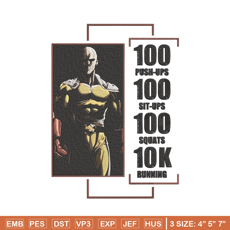 Saitama poster Embroidery Design, One punch man Embroidery,Embroidery File,Anime Embroidery,Anime shirt,Digital download.jpg