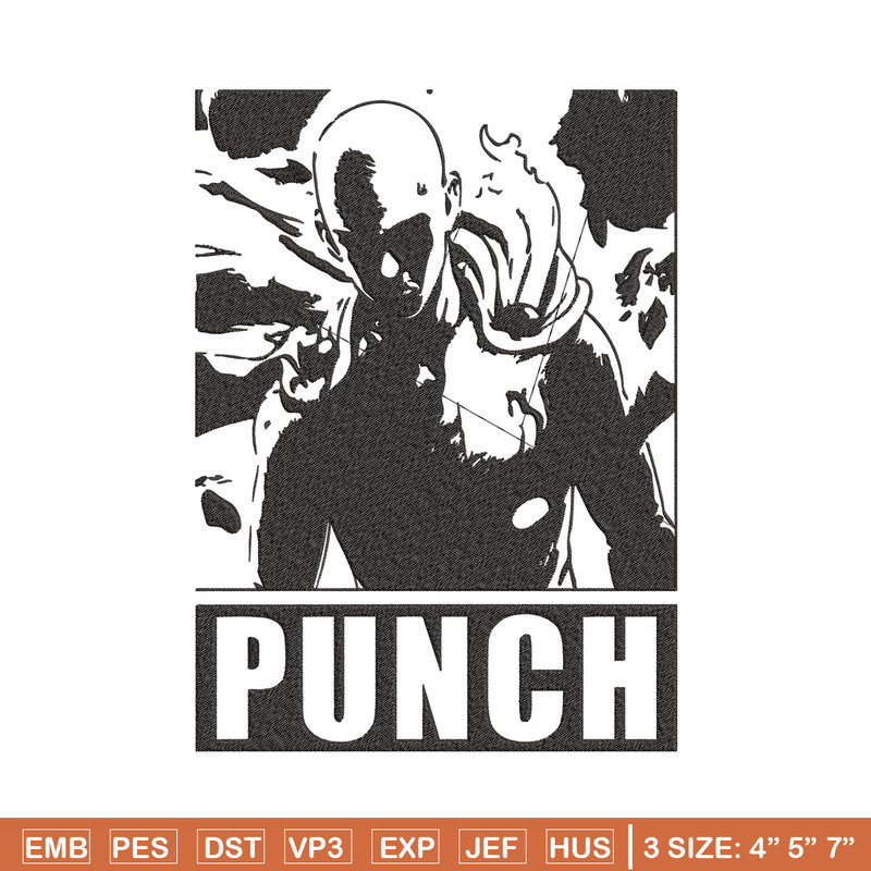 Saitama punch Embroidery Design, One punch man Embroidery, Embroidery File,Anime Embroidery,Anime shirt,Digital download.jpg