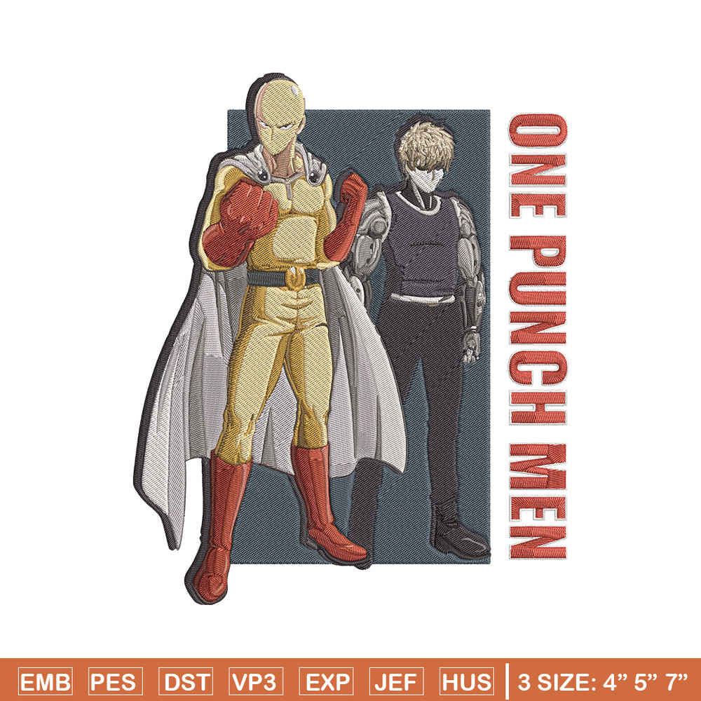 Saitama x genos Embroidery Design, One punch man Embroidery, Embroidery File, Anime Embroidery, Anime shirt.jpg