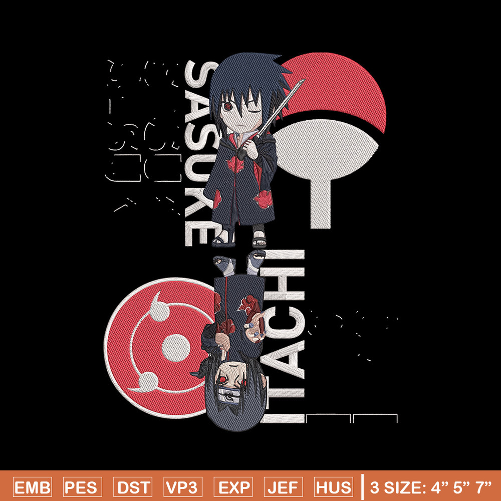 Sasuke x Itachi Embroidery Design, Naruto Embroidery, Embroidery File, Anime Embroidery, Anime shirt, Digital download.jpg