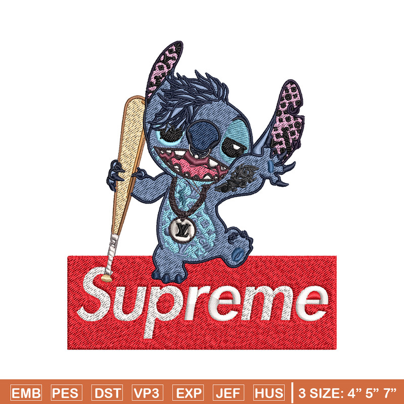 Stitch Supreme Embroidery design, cartoon Embroidery, cartoon design, Embroidery File, cartoon shirt, Digital download..jpg